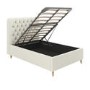 Cream Upholstered Small Double Ottoman Bed with Turned Legs - Pippa