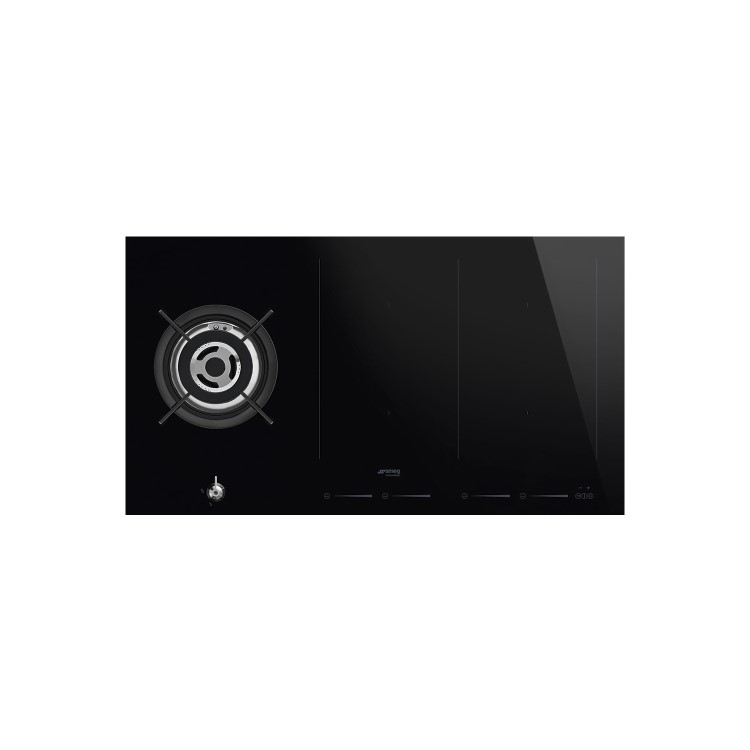 Smeg PM3912WLD 90cm Classic Mixed Fuel Hob - 1 Gas Wok Burner 2 Induction Multizones