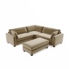 Large Mink Velvet Corner Sofa with Matching Footstool - Seats 4 - Pandora
