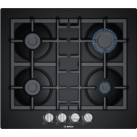 Refurbished Bosch Serie 4 PNP6B6B90 60cm 4 Burner Gas-on-glass Hob With Cast Iron Pan Stands Black Refurbished Bosch Serie 4 PNP6B6B90 60cm 4 Burner Gas-on-glass Hob With Cast Iron Pan Stands Black