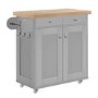 Grey Freestanding Kitchen Island on Wheels - Portland