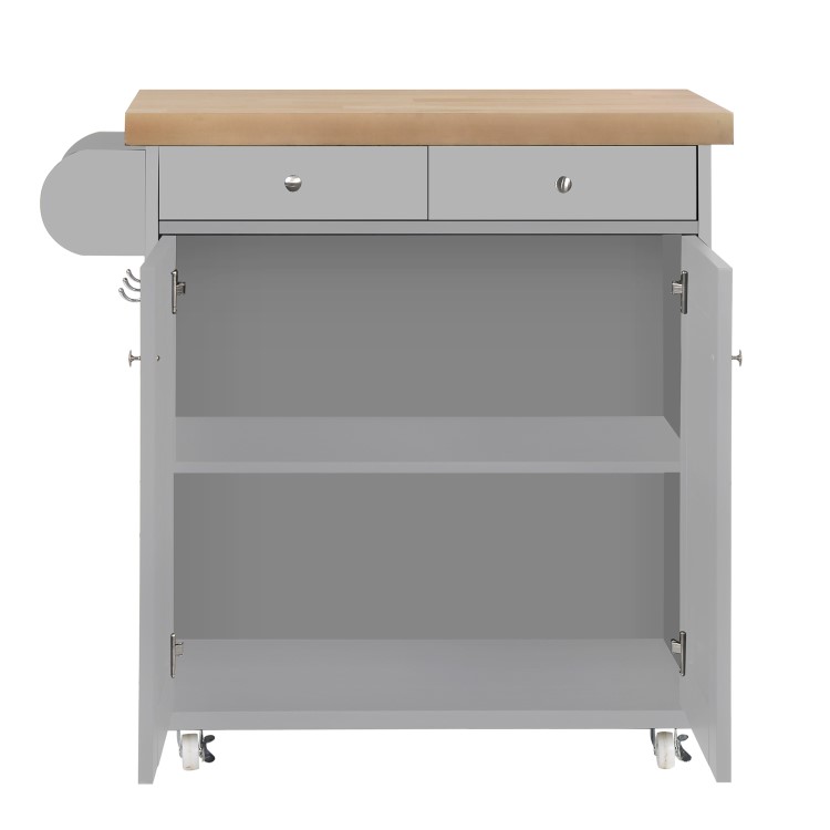 Grey Freestanding Kitchen Island on Wheels - Portland