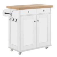 White Freestanding Kitchen Island on Wheels - Portland White Freestanding Kitchen Island on Wheels - Portland