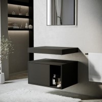 ONLY OPENED - 600mm Black Wall Hung Countertop Shelves - Porto