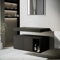 GRADE A1 - 800mm Black Wall Hung Countertop Shelves - Porto