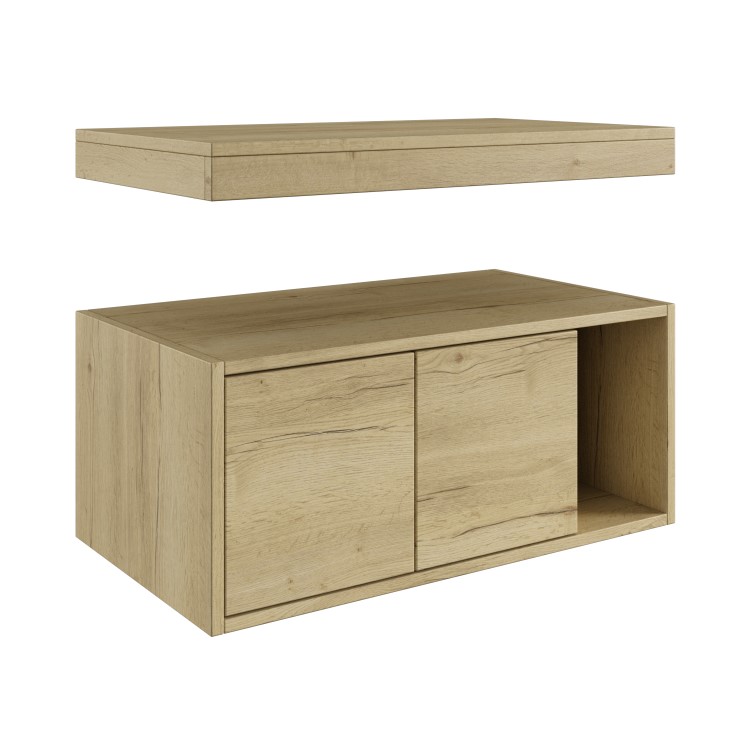 GRADE A1 - 800mm Wood Effect Wall Hung Countertop Vanity Shelves - Porto