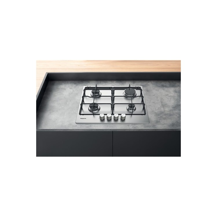 Hotpoint 58cm 4 Burner Gas Hob - Stainless Steel