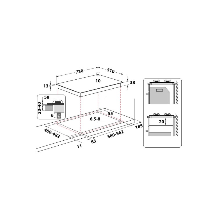 Hotpoint 75cm 5 Burner Gas Hob - Stainless Steel