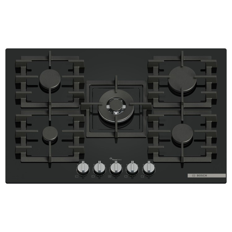 Bosch Series 6 75cm 5 Burner Gas Hob - Black Glass