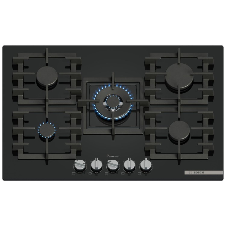 Bosch Series 6 75cm 5 Burner Gas Hob - Black Glass