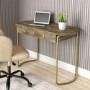 Solid Wood Office Desk with Curved Gold Legs - Piper