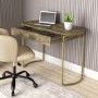 Solid Wood Office Desk with Curved Gold Legs - Piper