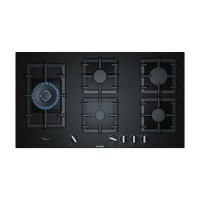 Refurbished Bosch Series 6 PPS9A6B90 90cm 5 Burner Gas Hob with Wok Burner Black Refurbished Bosch Series 6 PPS9A6B90 90cm 5 Burner Gas Hob with Wok Burner Black