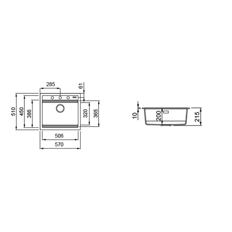 Rangemaster Prato Single Bowl Inset Grey Granite Kitchen Sink
