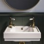 GRADE A1 - White Wall Hung Cloakroom Basin with 2 Tap Holes 450mm - Park Royal