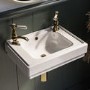 GRADE A1 - White Wall Hung Cloakroom Basin with 2 Tap Holes 450mm - Park Royal