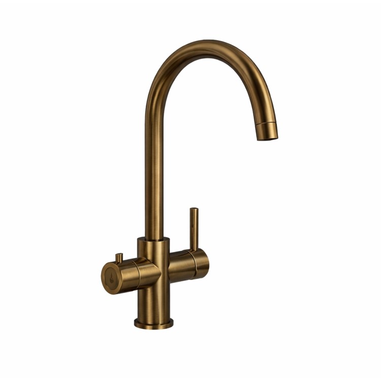 Antique Brass 3 in 1 Instant Boiling Hot Kitchen Mixer Round Tap with 3L Boiler - Pronto Vesta