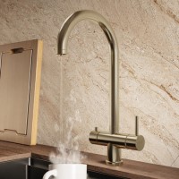 Brushed Brass 3 in 1 Instant Boiling Hot Kitchen Mixer Round Tap with 3L Boiler - Pronto Vesta