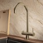 Brushed Brass 3 in 1 Instant Boiling Hot Kitchen Mixer Round Tap with 3L Boiler - Pronto Vesta