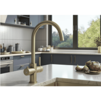 GRADE A1 - Brushed Brass 3 in 1 Instant Boiling Hot Kitchen Mixer Round Tap with 3L Boiler - Pronto Vesta