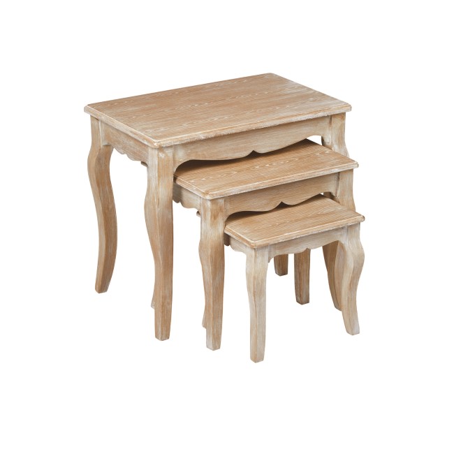 LPD Provence Nest of 3 Tables in Weathered Oak Finish 