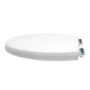 GRADE A1 - White Round Wooden Soft Close Toilet Seat with Quick Release and Chrome Hinges - Park Royal