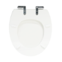GRADE A1 - White Round Wooden Soft Close Toilet Seat with Quick Release and Chrome Hinges - Park Royal