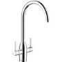Abode Chrome Twin Lever 4 in 1 Instant Hot & Filtered Water Kitchen Tap - Pronteau