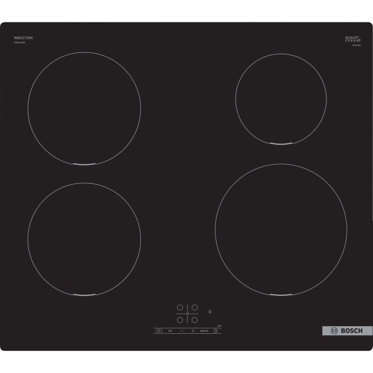 Refurbished Bosch Serie 4 PUE611BB5E Touch Control 60cm 4 Zone Induction Hob Frameless Black