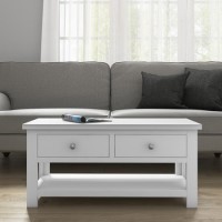 GRADE A2 - Pure White Soild Wood Coffee Table with Storage