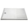 GRADE A1 - 1300x800mm Walk-In Rectangular Shower Tray 40mm with Drying Area - White Stone Resin - Purity