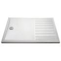 A2/PUR14090 ALMOST PERFECT - 1400x900mm Walk-In Rectangular Shower Tray 40mm with Drying Area - White Stone Resin - Purity