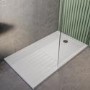 ONLY OPENED - 1700x800mm Anti-Slip Walk-In Rectangular Shower Tray 40mm with Drying Area - White Stone Resin - Purity