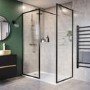 ONLY OPENED - 1700x800mm Anti-Slip Walk-In Rectangular Shower Tray 40mm with Drying Area - White Stone Resin - Purity