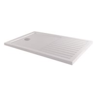 ONLY OPENED - 1700x800mm Walk-In Rectangular Shower Tray with Drying Area - White Stone Resin - Purity