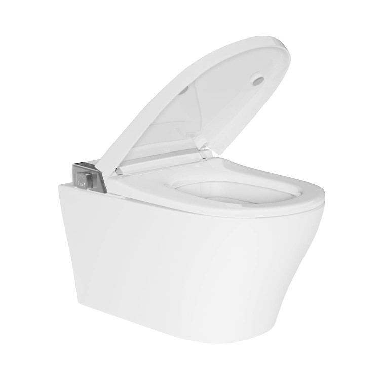 Wall Hung Smart Bidet Japanese Toilet with Heated Seat & Brushed Bronze Pneumatic Flush Plate, 1168mm Frame & Cistern - Purificare
