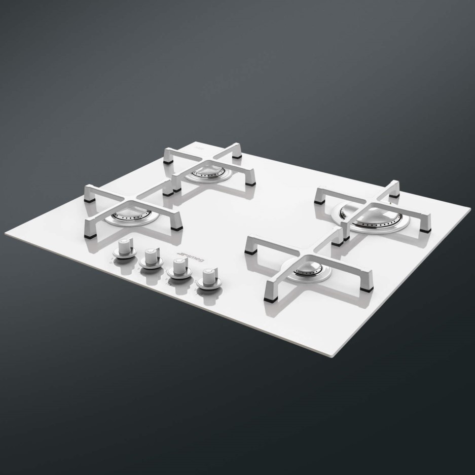 Smeg PV164CB Linea 60cm 4 Burner Gasonglass Hob With Straight Edge Glass White BuyItDirect.ie