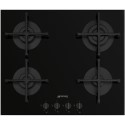 PV264B Smeg Cucina 60cm Gas on Glass 4 Burner Gas Hob - Black