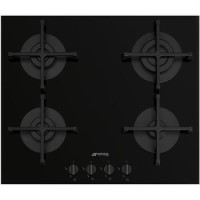 Refurbished Smeg Cucina PV264B 60cm Gas on Glass 4 Burner Gas Hob Black