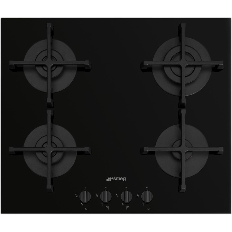 Refurbished Smeg Cucina PV264B 60cm Gas on Glass 4 Burner Gas Hob Black