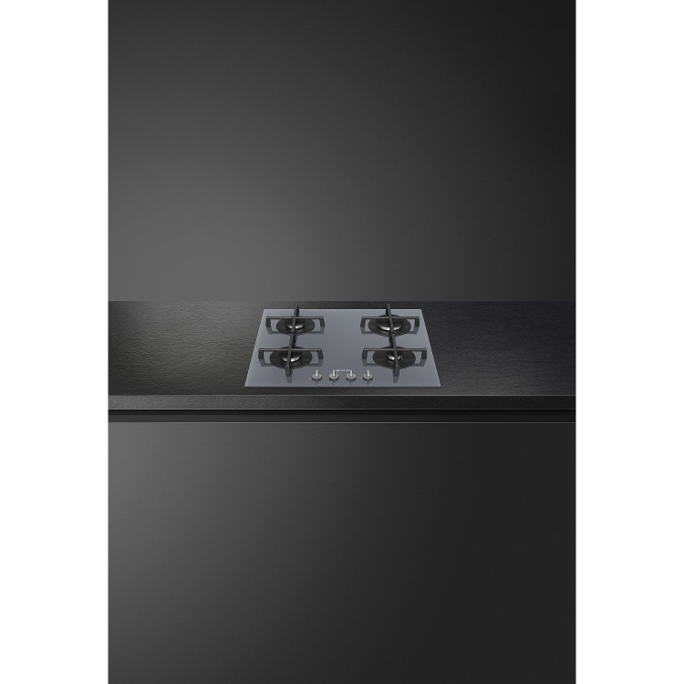 Refurbished Smeg Cucina PV264S 60cm Gas on Glass 4 Burner Gas Hob Silver Mirrored Glass