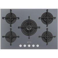 Smeg Cucina 72cm 5 Burner Gas on Glass Gas Hob - Silver