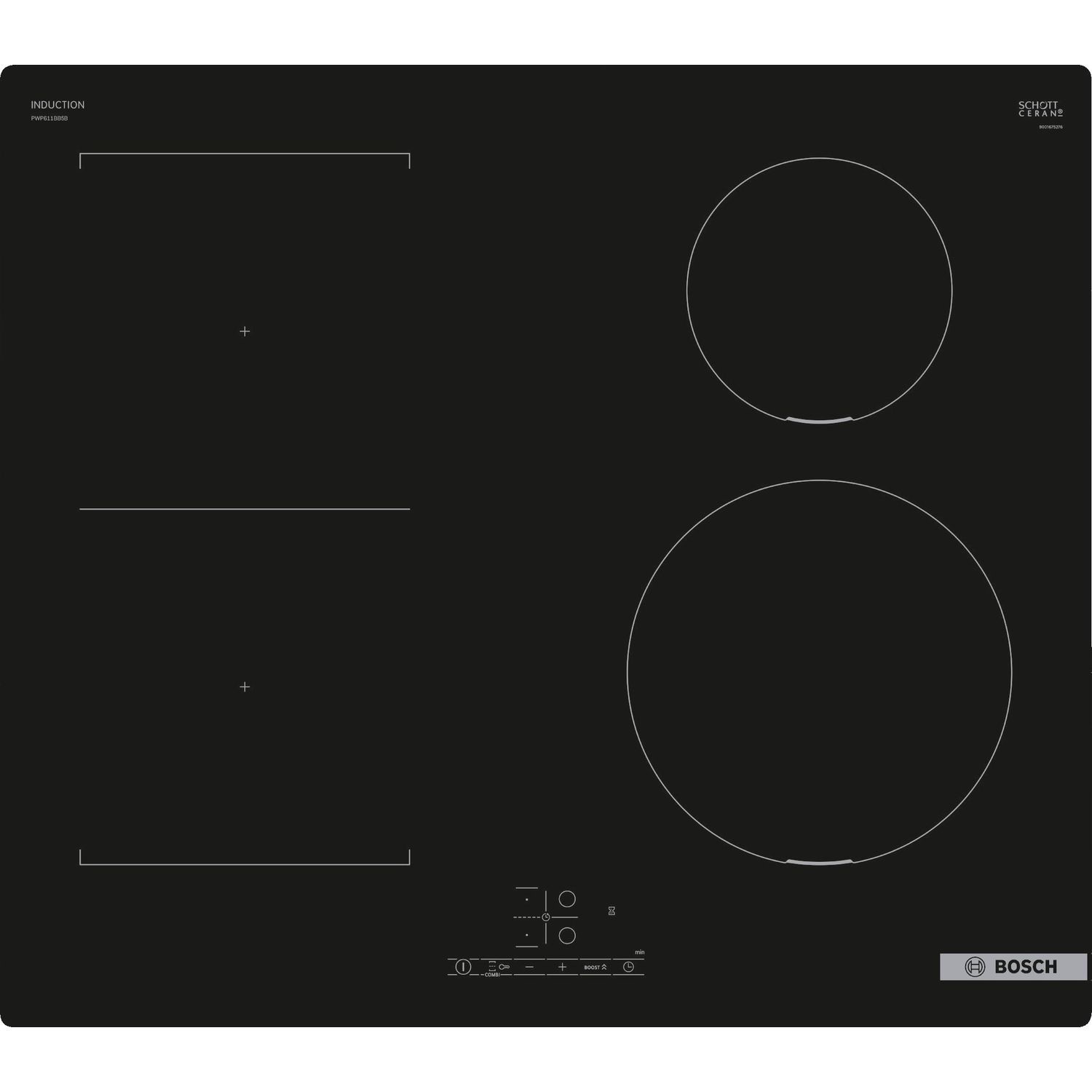 Bosch Serie 4 60cm 4 Zone Induction Hob with CombiZone