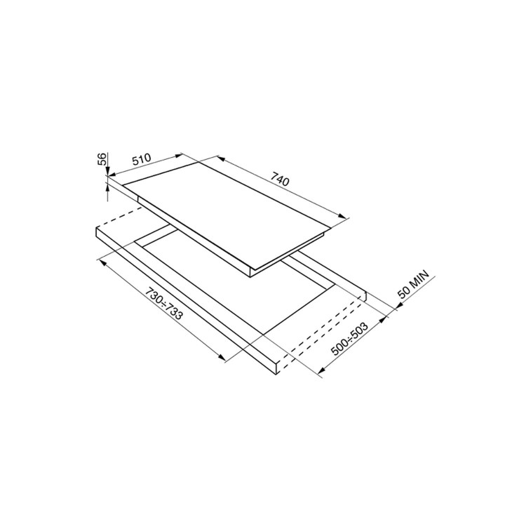 Smeg PX750 Linea 74cm Stainless Steel Ultra Low Profile 5 Burner Gas Hob