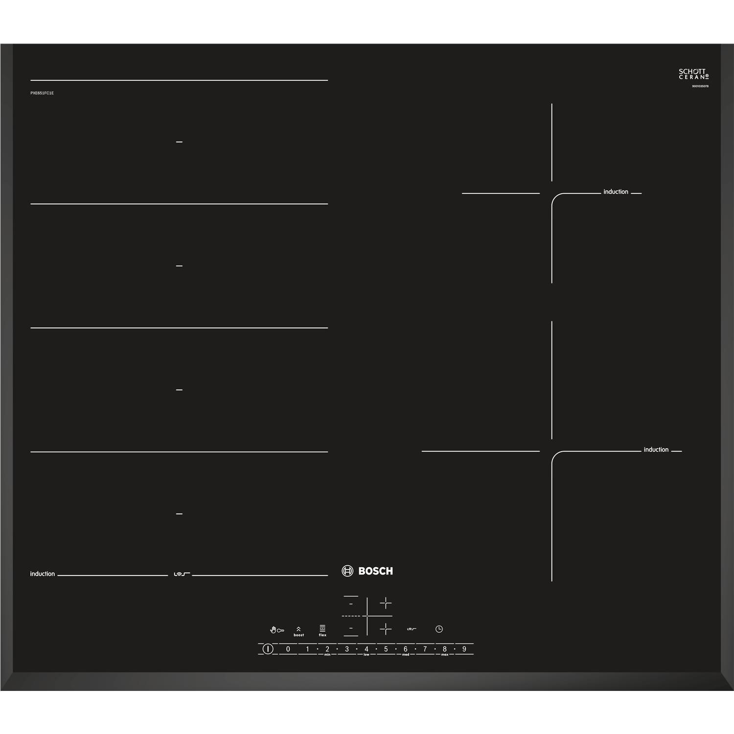Bosch Serie 6 60cm 4 Zone Induction Hob with Flex Induction Zone