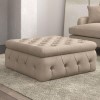 Large Beige Fabric Storage Footstool - Payton