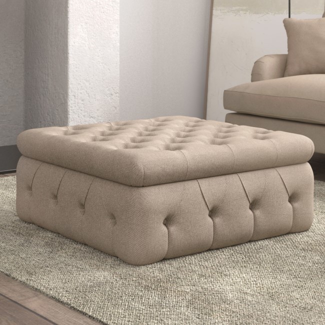Large Beige Fabric Storage Footstool - Payton