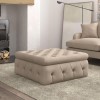 Large Beige Fabric Storage Footstool - Payton