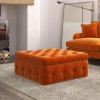 Large Orange Velvet Storage Footstool - Payton