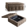 Large Beige Velvet Storage Footstool - Payton